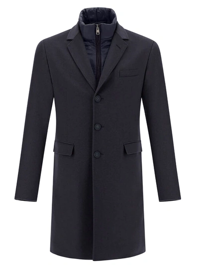 Shop Herno Coat In Blue Pure Cashmere In Blu Scuro