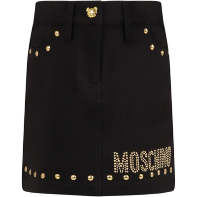 Shop Moschino Black Skirt For Girl With Logo