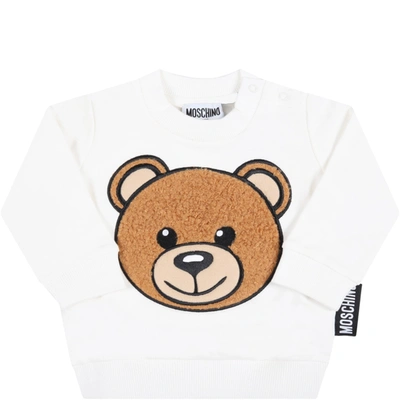 Shop Moschino White Sweatshirt For Baby Kids With Teddy Bear
