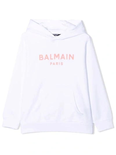 Shop Balmain Sweatshirt In Rs Bianco Rosa