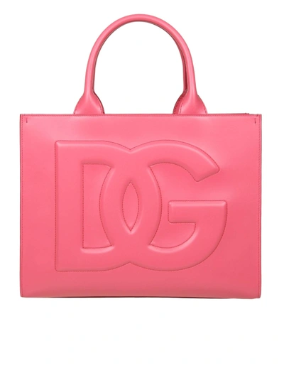 Shop Dolce & Gabbana Shopping In Leather With Dg Logo In Fucsia