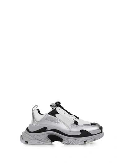 Balenciaga Kid's Triple S Metallic Chunky Sneakers, Baby/toddler/kids In  White/silver | ModeSens