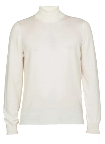 Shop Tagliatore Virgin Wool High Neck Sweater In White
