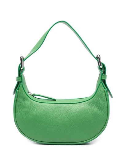 Shop By Far Soho Flat Grained Leather Shoulder Bag In Green