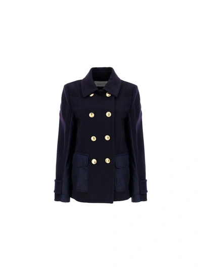 Shop Valentino Coat In Navy