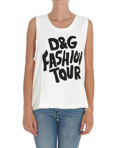Shop Dolce & Gabbana Logo Print Top In White
