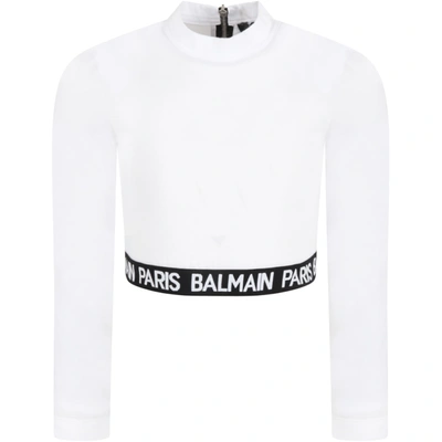 Shop Balmain White T-shirt For Girl With Logo