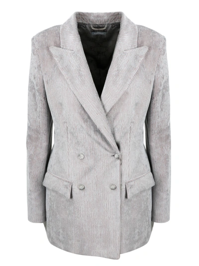 Shop Alberta Ferretti Ribbed Velvet Blazer In Grey
