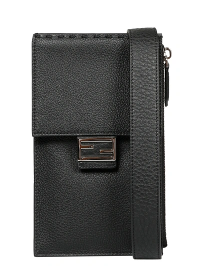 Shop Fendi Baguette Phone Bag In Black