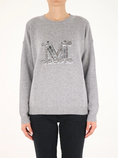 Shop Max Mara Gray Cashmere Yarn Sweater In Grey