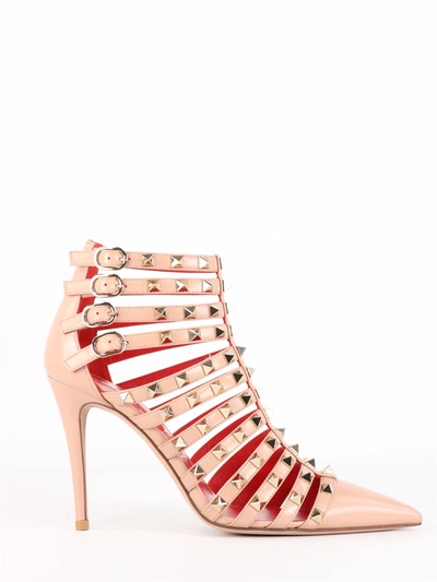 Shop Valentino Rockstud Alcove Ankle Boots In Pink