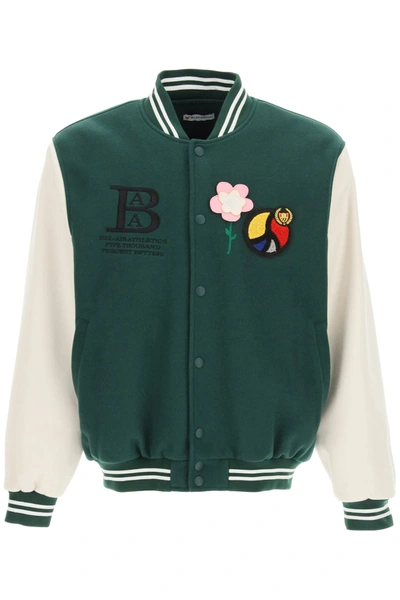 Shop Bel-air Athletics College Bomber With Appliqué In Green (green)