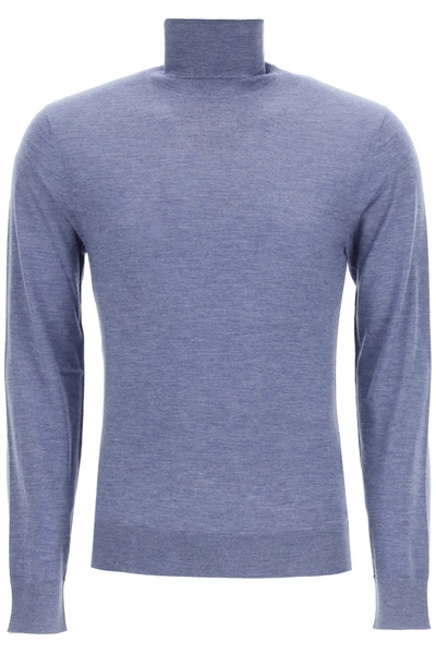 Shop Dolce & Gabbana High Neck Cashmere Sweater In Viola Blu Chiaro (blue)