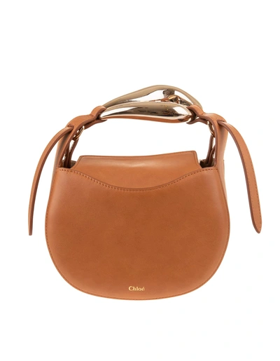 Shop Chloé Light Brown Small Kiss Bag With Metal Handle