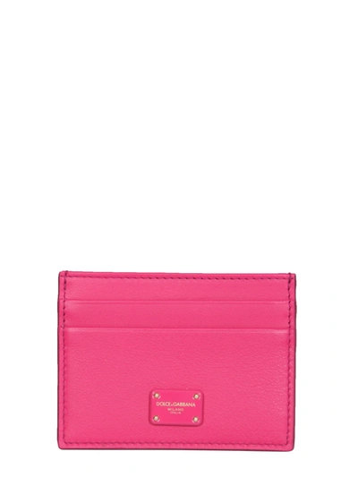 Shop Dolce & Gabbana Leather Card Holder In Fucsia