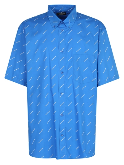 Shop Balenciaga Branded Shirt In Blue