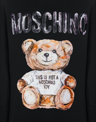 Shop Moschino Painted Teddy Bear Fleece Dress In Black