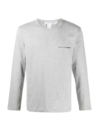 Shop Comme Des Garçons Shirt Printed Logo Long-sleeve T-shirt In Grey