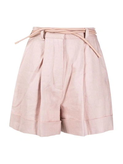 Shop Zimmermann Luminous Linen-blend Shorts In Pink