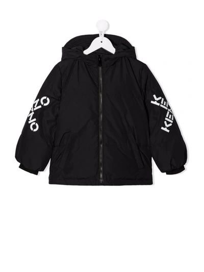 Shop Kenzo Logo-print Sleeve Jacket In Black