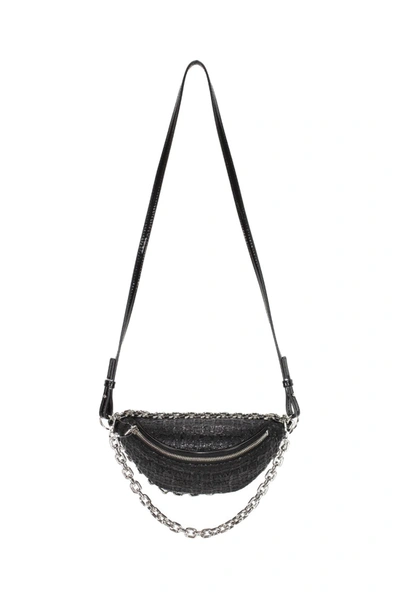 Shop Alexander Wang Tweed Crescent Shoulder Bag In Black