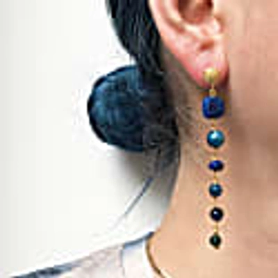 Mirabelle Jewellery Talia Studs , Kyanite, Lapis, Apatite In Lapis,