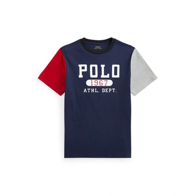 Shop Polo Ralph Lauren Cotton Jersey Graphic Tee In Cruise Navy