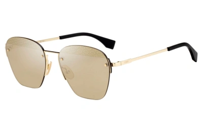 Shop Fendi Gold Mirror Sunglasses Ff M0057/s 0j5g 55 In Gold Tone