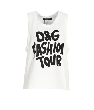 Shop Dolce & Gabbana D&g Fashion Tour Print Tank Top In White