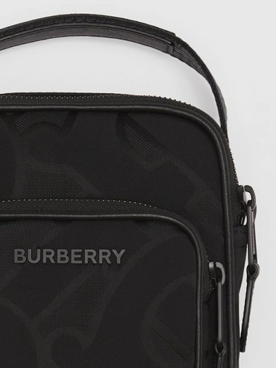 Shop Burberry Monogram Jacquard Crossbody Bag In Black