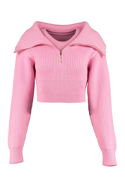 Shop Jacquemus Risoul Cropped Layered Jumper In Pink