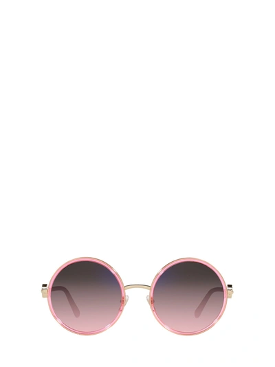 Shop Versace Eyewear Straight Arm Round Frame Sunglasses In Pink