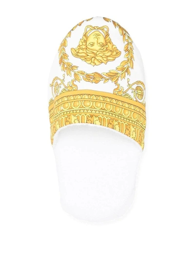 Shop Versace I Love Baroque Bath Slippers White