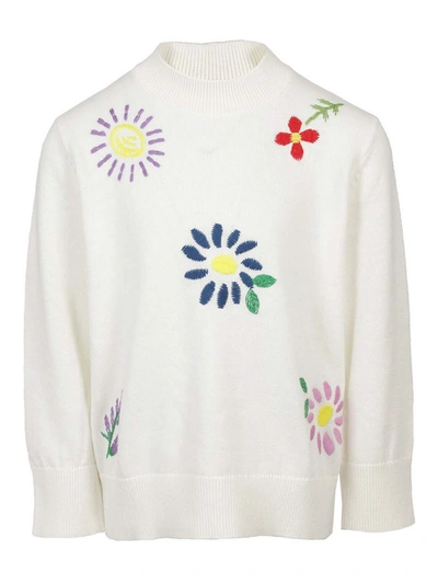 Shop Stella Mccartney Floral Embroidery Sweater In White