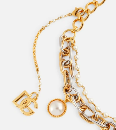 Shop Dolce & Gabbana Embellished Chain-link Necklace In Gold