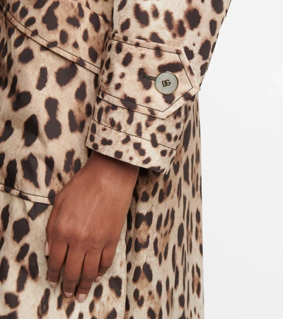 DOLCE & GABBANA Double-breasted leopard-print coated-canvas trench