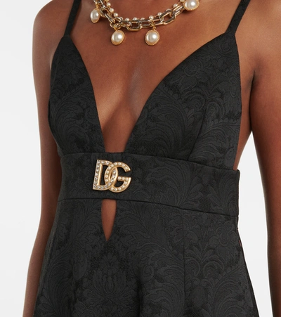 Shop Dolce & Gabbana Dg Jacquard Minidress In Nero