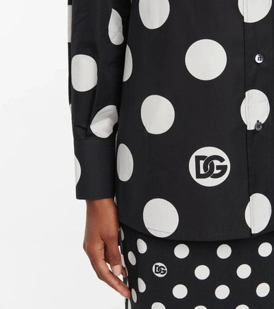 Shop Dolce & Gabbana Polka-dot Cotton Shirt In Black