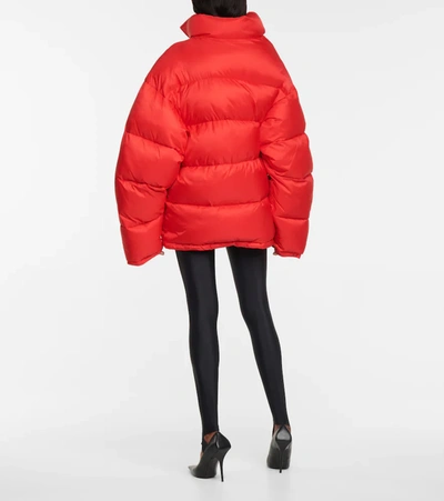 Balenciaga Off Shoulder High Neck Puffer Jacket In Bright Red | ModeSens