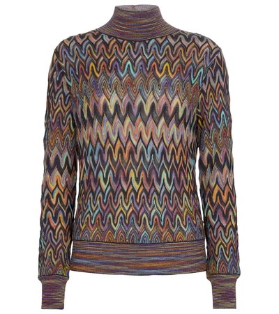 Shop Missoni Zig-zag Wool Turtleneck Sweater In Multicoloured