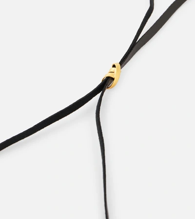 Shop Saint Laurent Crystal-pendant Leather Necklace In Multicoloured