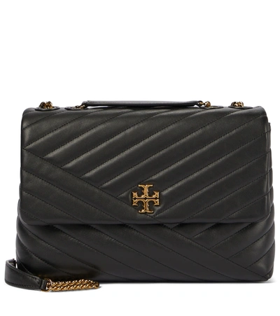 Shop Tory Burch Kira Quilted Leather Shoulder Bag In Black