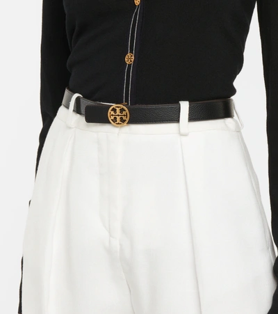 Tory Burch Reversible Black Leather Belt With Logo Buckle In Multi-colored  | ModeSens
