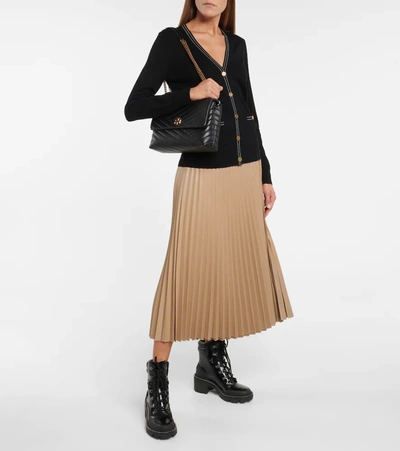 Shop Tory Burch Kira Quilted Leather Shoulder Bag In Black