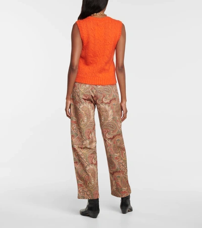 Shop Etro Mohair And Wool-blend Vest In Orange