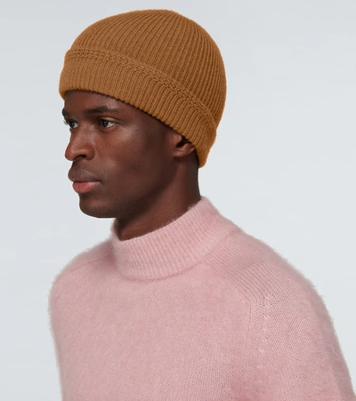 Shop Tom Ford Ribbed Cashmere Beanie In Brown