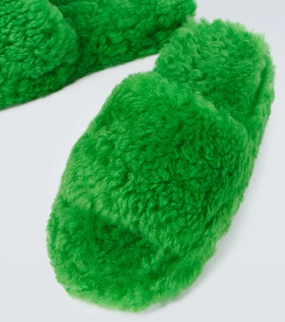 Shop Bottega Veneta Resort Teddy Shearling Slides In Green