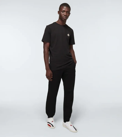 Moncler Brushed Cotton Fleece Sweatpants In Black