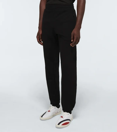 Moncler Brushed Cotton Fleece Sweatpants In Black