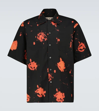 Shop Marni Printed Cotton Bowling Shirt In Black